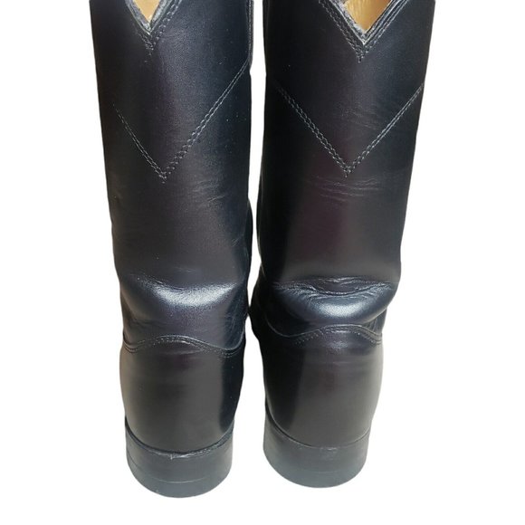 JUSTIN ROPER Black Corona Leather Round Toe Boots #3133 Men's 7/Women's 8.5 - Picture 4 of 12